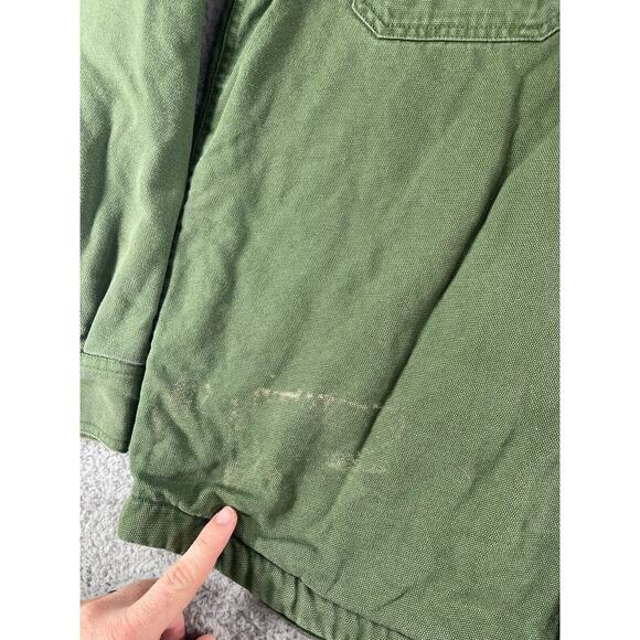Duluth Trading Jacket Mens Large Green Canvas Fleeve Lined Warm Workwear Heavy - Picture 5 of 14